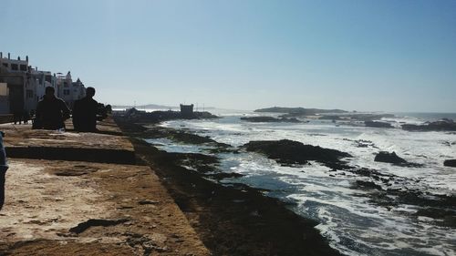 Waves splashing on rocks