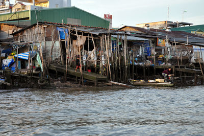 Panoramic view of river against buildings