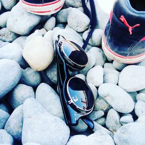 Close-up of stones on beach