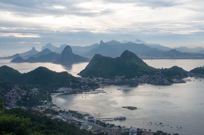 Panoramic view of sea against cloudy sky