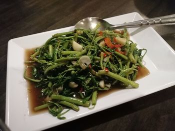 High angle view of meal served in plate