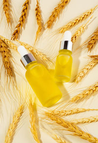 High angle view of beauty products on table