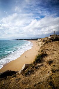 Scenic view of beach against sky