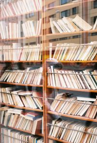 Close-up of books in shelf