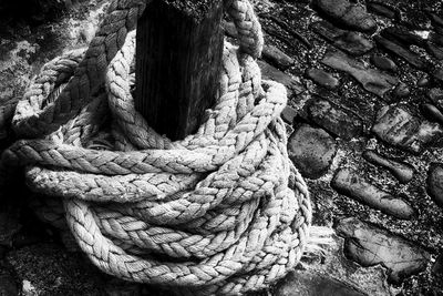 Close-up of rope tied up