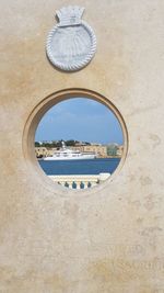 Buildings seen through window