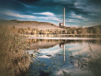 Scenic view of lake against sky