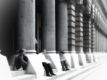 Man in corridor of building