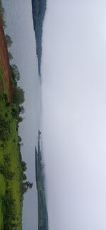 High angle view of lake against sky