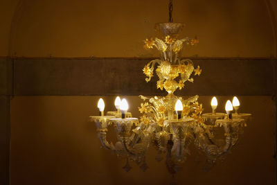 Close-up of illuminated lighting equipment