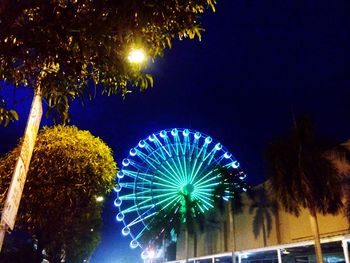 Low angle view of illuminated ferris wheel at night