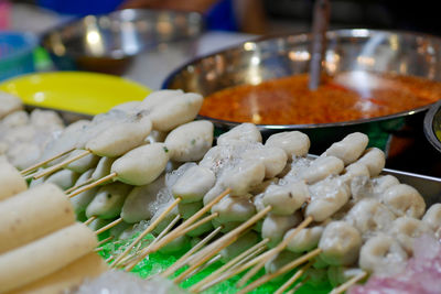 Close-up of food on table