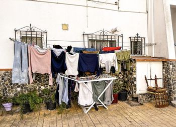 Drying clothes in the street on the clothes horse in estepona