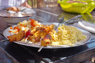 Kebab with kus kus - traditional maroccan food