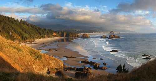 Panoramic view of beach against sky