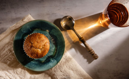 High angle view of bread on table