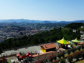 High angle view of cityscape against sky