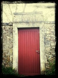 Closed door of house