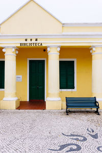 Exterior of yellow building