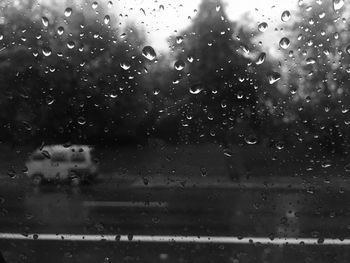 Close-up of raindrops on window