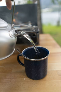 Close-up of tea cup on table