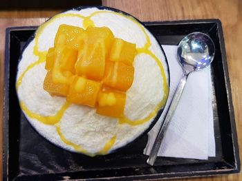 Close-up of fruits in plate