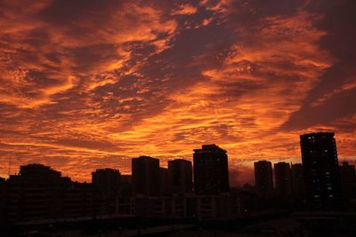 View of city at sunset