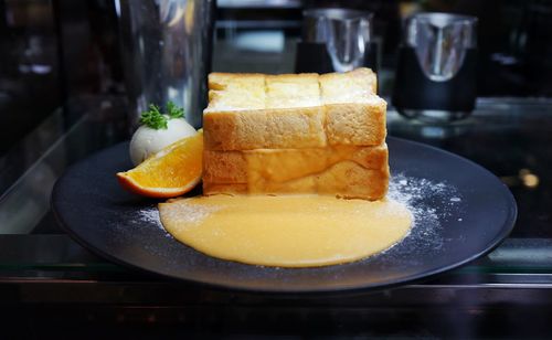 Close-up of dessert in plate