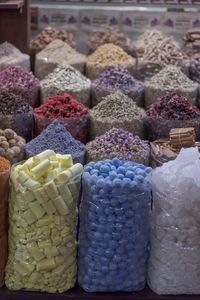 Close-up of multi colored candies for sale