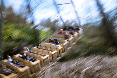 Blurred motion of people in the background