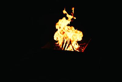 Close-up of bonfire at night