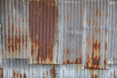 Full frame shot of old rusty corrugated iron