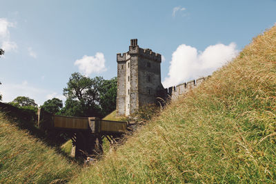 Low angle view of arundel castle against sky