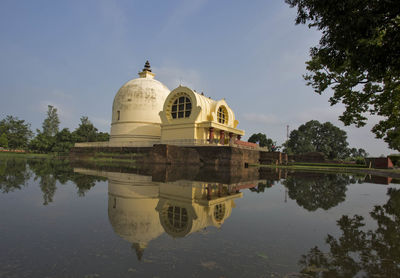 Reflection of temple in lake