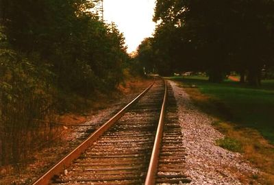 Railroad tracks on railroad track