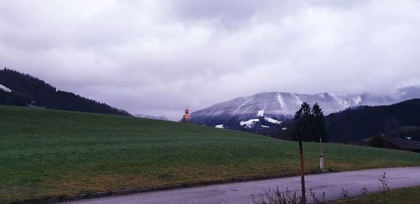 Scenic view of field against sky