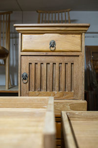 Close-up of handle on table at home