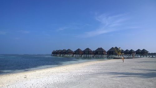 Scenic view of beach by sea against sky