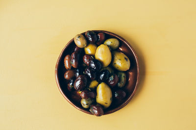 High angle view of fruits in bowl