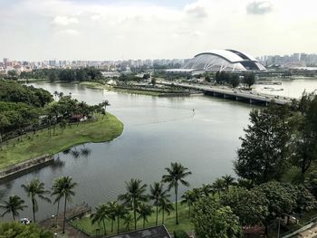 High angle view of bridge over river