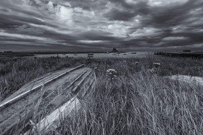 Scenic view of land against sky