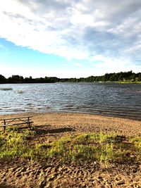 Scenic view of lake against sky