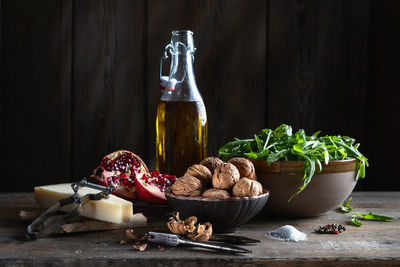 Variety of food on table