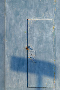 High angle view of wooden door