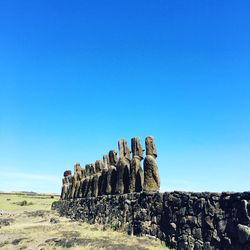 Scenic view of landscape against clear blue sky