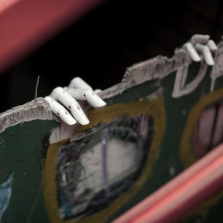 Close-up of telephone booth