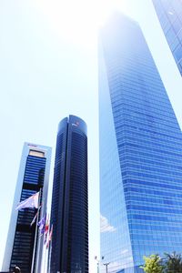 Low angle view of skyscrapers against clear sky