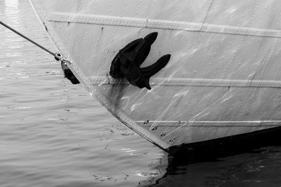 Close-up of anchor on boat