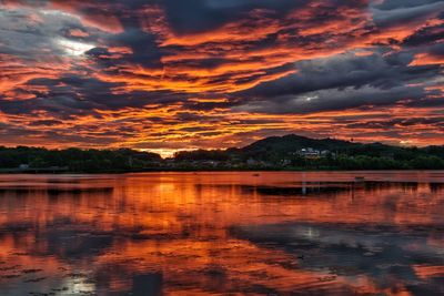 Red sky over the lake