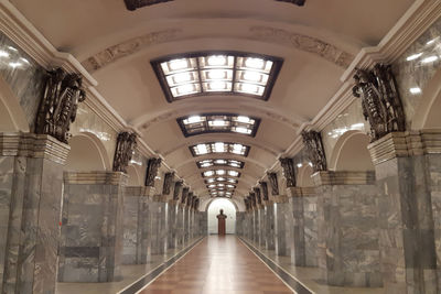 Interior of illuminated underground walkway